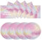EVYIENEN 50 Pcs Colourful Glitter Diamond Tableware Set, 25x7inch Paper Plates & 25x6.5inch Napkins Disposable Paper Plates Party Supplies for Women and Girls Birthday Wedding Decorations - Serves 25