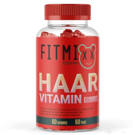 Fitmixx Haarvitamin Gummibärchen - hochdosierte Biotin Gummibärchen - Zuckerfrei - Vegan - Lactosefrei - Haarvitamine für normales Haarwachstum mit 4000 μg Biotin - Haut Haar Nägel Komplex