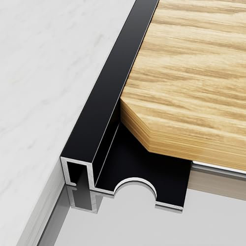 Raouoae Profilo Angolare per Piastrelle in Alluminio Anodizzato 125 Cm* 2 Pezzi Striscia Terminale Impermeabile Anti-umidità per Bordi Perfetti E Finitura Liscia E Senza Cuciture(Black,W:10MM)