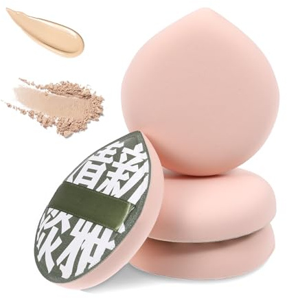 Lot de 4 éponges de maquillage coréennes pour fond de teint, anti-cernes et poudre en forme de larme - Coussin de maquillage pour liquide, crème et poudre (grande taille) - B