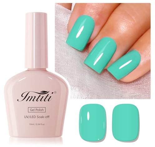Imtiti Pastel Cyan Gel Nail Polish, 1Pcs Candy Cyan Soak Off UV LED Gel Polish, Long Lasting, Nail Art Manicure Salon DIY at Home for Spring and Summer (0.34 Fl Oz-950)