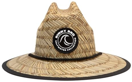 BINKYBRO Barney Patrol Kids Straw Sun Hat with Adjustable Chin Strap - Natural Woven Beach and Pool Protection for Toddler, Baby and Youth Sizes - Tan