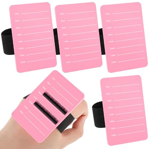 Patelai 4 Pieces Lash Holder Eyelash Extension Hand Pallet Tray Tools with Adjustable Wrist Strap Adjustable Lash Tray Strip Palette One Size Fits Most Eyelash Extension Holder (7-14 mm,Pink)