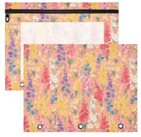 FRODOTGV Vibrant Gladiolus Flower pencil poucheses Clear Window Pocket Folders for A4 Paper Letter 2 Pack Teacher Office Supplies