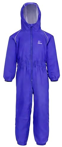 Zorax Unisex Kids Rain Suit One-piece Rainwear Waterproof Windproof | For 4-14 Years, Four‑color Options, 100% Nylon with PU Coated, Lightweight, Reflective Strips, Adjustable Ankles & Waist