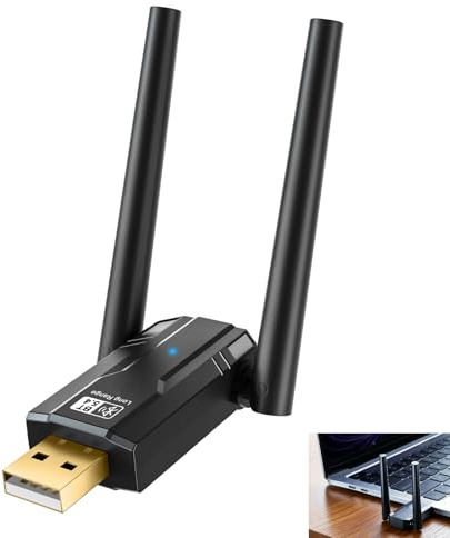 Bluetooth 5.4 PC-dongel, USB bluetooth-adapter, 150 m lång räckvidd med roterande antenn, kompatibel med tangentbord med mus, bluetooth-nyckel för Windows 11, 10, 8.1, 7