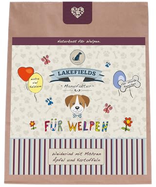Lakefields Classic Trockenfutter für Welpen | Rind 60% | 1 x 2,5kg | Getreidefreies Welpenfutter trocken | Natürliche Zutaten in Lebensmittelqualität | Äpfel, Karotten & Zucchini | Schonend gebacken