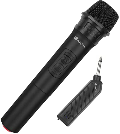 NGS Singer AIR - Microphone sans Fil Dynamique, Portée jusqu'à 20 mètres et Plug&Play