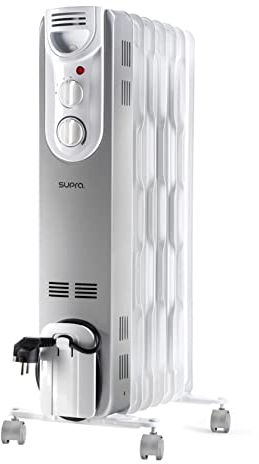 JUNG SUPRA ORSO20 Heizung Elektrisch mit Thermostat, Ölradiator 2000 Watt Energiesparend, mobile Elektroheizung für Räume bis 35qm, Elektrische Heizgerät Mobil mit 9 Lamellen