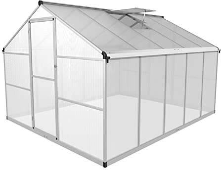 Uniprodo Uni-Green House-04 Greenhouse 310 x 250 x 195 cm Polycarbonate + Aluminium Garden Greenhouse Tomato House Greenhouse Greenhouse Panels Glass House