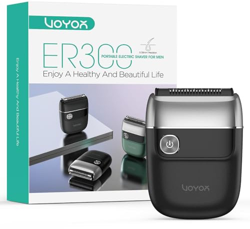VOYOR Folienrasierer, Tragbarer Rasierer Herren Elektrisch Kabelloser und Wiederaufladbarer Usb Mini Rasierer Zum Rasieren von Bart, Kopf und Gesicht Wet & Dry Ideal Für Reisen ER300 (Silber)
