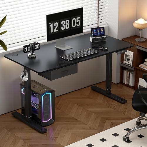 mcc direct Electric Standing Desk, Sit Stand Table, Height Adjustable Electric Standing Computer Desk with Desk Drawer for Home Office(100 X 60 cm, Black)-Easton