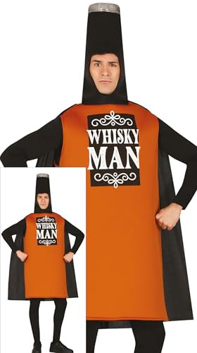 FIESTAS GUIRCA Déguisement de Whisky Man - Déguisement drôle de bouteille de whisky pour homme - Costume de célibataire pour enterrement de vie de garçon - Taille L