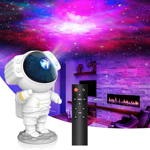 Nigecue Astronauten LED Sternenhimmel Projektor mit Fernbedienung, Sternenprojektor Nachtlicht Sterne Projektor mit Timer, LED Projektorlampe für Baby Kinder Schlafzimmer Heimkino Party Haus