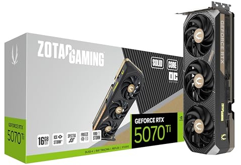 ZOTAC Gaming GeForce RTX 5070 Ti Solid CORE OC DLSS 4 16GB GDDR7 256-bit 28 Gbps PCIE 5.0 Gaming Graphics Card, IceStorm 3.0 Advanced Cooling, Spectra RGB Lighting, ZT-B50710J2-10P