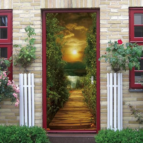 Pegatinas De Puerta 3D Para Puertas Interiores Paisaje De Puente De Madera 77 X 200 Cm Para Niños Fondo Vinilo Impermeable Autoadhesivo Puerta Mural Calcomanías Para Dormitorio Ofic-8982682290