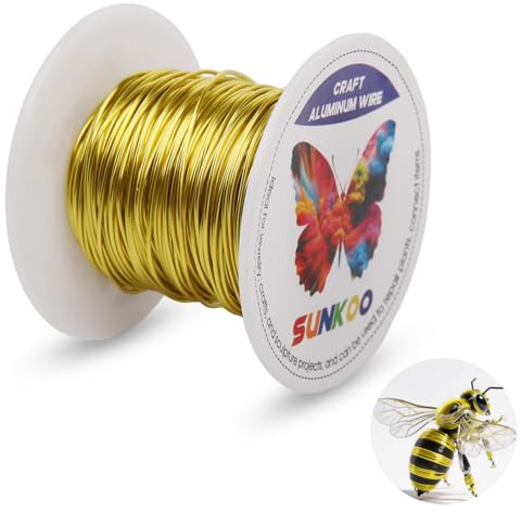 Sunkoo Filo in alluminio da 0,8 mm, 2,5 m, pieghevole, per la creazione di gioielli, scultura, floristica, armatura, avvolgimento e modellismo, calibro 0,8 mm, colore: giallo fluorescente