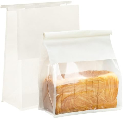 MOMAHUA 30 Piezas Bolsas Panadería Kraft con Ventana,Blanco Bolsas para Pan Casero Antigrasas,22 * 28+11cm,Ideales para Panaderías y Repostería Hogareña