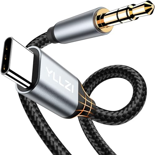 YLLZI Cavo da AUX a USB C, USB C a jack da 3,5 mm per iPhone 17 16 15 Serie, Aux Type C a 3.5mm per Galaxy S25 S24 S23 S22 S21/ Note 20 10, per autoradio, cuffie, Home/Car Stereo ecc
