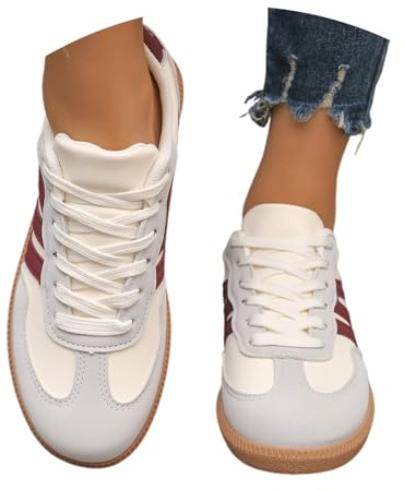 Zapatillas retro para mujer con suela de goma - Piel de moda - Clásica y cómoda Basic Casual Zapatos para Tenis y Skateboarden, zapatillas antideslizantes