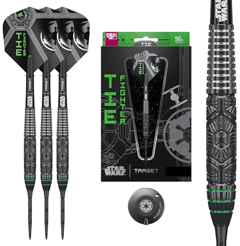 Target Darts Star Wars Tie Fighter 90% Tungsten Steel Tip Darts, 25G | Black Onyx Swiss Storm Points, Pro Grip Shafts, Tie-Fighter No.6 Pro Ultra Flights & Swiss Point Tool