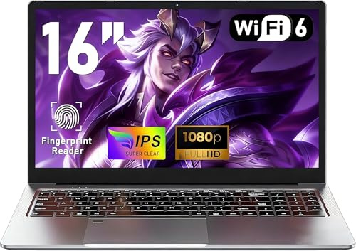 CHIFUYOU 32 GB RAM DDR4 1TB SSD Computer portatile gioco 16 pollici, M.2 (espandibile fino a 4 TB), PC portatile R7 5825U (fino a 4,5 GHz), tastiera retroilluminata, impronta digitale, WiFi 6, 8 core