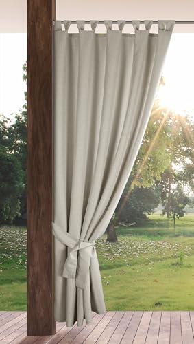Eurofirany Garden Rideau d'Extérieur à Pattes Auto-agrippantes, 1 Pièce, Occultant & Imperméable, Protection UV, pour Balcon Terrasse Pavillon, 220 x 155 cm, Beige chiné