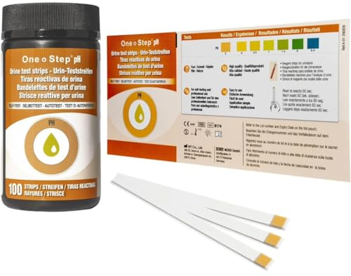 One Step: pH Urine Test Strips for Easy Monitoring, Accurate and Reliable, Range 5.0-8.5, 100 Testing Strips