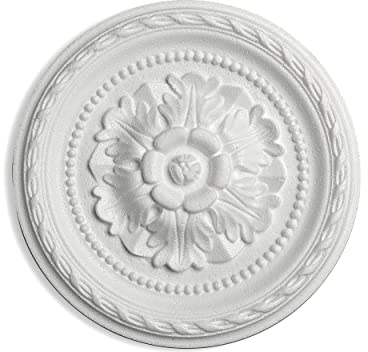 DECOSA Rosette Danielle, weiß, 6 Stück à Ø 30 cm - Stuckrosette aus Styropor - individualisierbare Deckenrosette