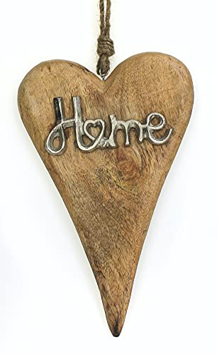 TEMPELWELT® Deko Anhänger Herz 26 cm, Mango Holz Massiv, Dekoherz Herzanhänger für Fensterdeko Wanddekoration Türdekoration, Hochzeitsdekoration