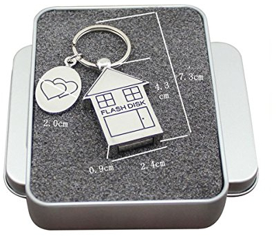 FeliSun Memoria Flash USB 3.0 32GB Pendrive USB Stick Metal Forma de La Casa Memoria USB Drive USB Key Memoria Stick para PC, Televisión, Coche,ect (32GB)