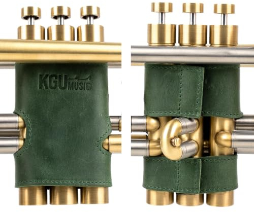Trumpet valve guard by KGUBrass is the leather trumpet valve protector made of luxurious mild and thick material; use as protection from corrosion, scratches and stains (Green)