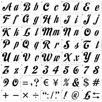 Top-Max - Stencil per lettere e numeri di lettere e lettere dell'alfabeto, riutilizzabili, per progetti fai da te e scrapbooking, confezione da 40