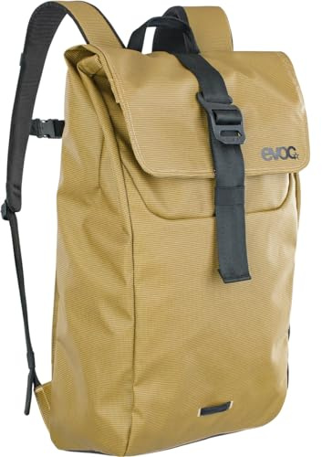 EVOC DUFFLE BACKPACK 16, pratico zaino da escursione giornaliera (zaino da escursione ideale con tasche laterali elastiche, zaino impermeabile, dimensioni: 12 x 31 x 48 cm, volume: 16 l), curry - nero