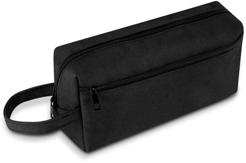 hoinya Pencil Case, Big Capacity Pencil Pen Case Office College School Large Storage for Stationery, Toiletries, Makeup, Travel & Office Supplies（Black）