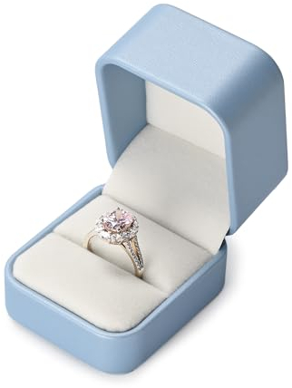 Oirlv Blu PU Pelle Classico Scatola Anello Fidanzamento,Scatola per Anello,Ring Box Matrimonio,Anniversario,Proposta