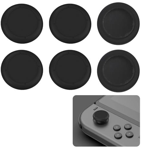 Lot de 6 Capuchons de Joystick de Rechange pour Nintendo Switch Silicone Joycon Thumb Grip Caps Protection Manette Switch Capuchon de Stick Analogique pour Switch Lite et Switch OLED,Noir