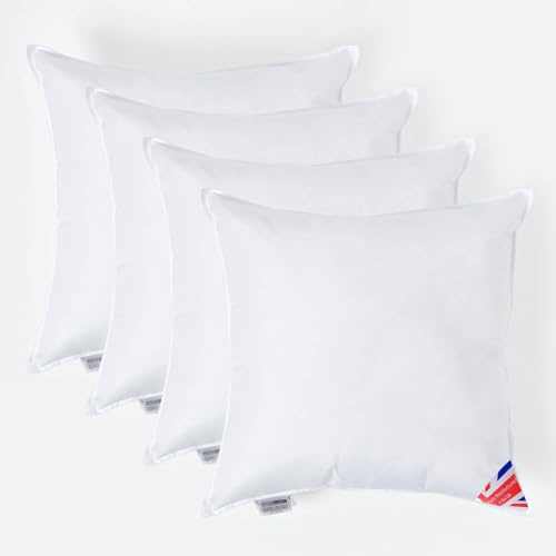 HOMESCAPES 4 Pack Luxury Super Microfibre Cushion Inserts 50cm x 50cm (20 x 20”) Perfect Bounce Back and Soft Cover Generously Filled Inner Pads Hypoallergenic Cushion Filler Handmade Machine Washable
