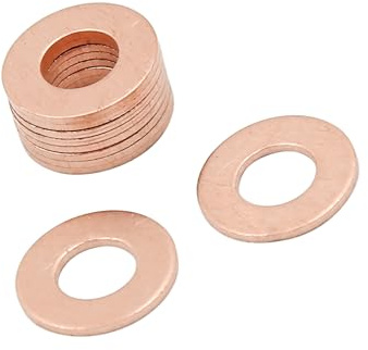 Partuto 10pcs 7mm Inner Diameter Copper Washers Flat Sealing Gaskets Ring Replacement