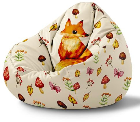 DreamRoots Sitzsack Kinder mit füllung - Sitzkissen Kinder Boden - Kinderzimmer Möbel - Sitzsäcke fürs kinderzimmer - Bean Bag S Little Fox
