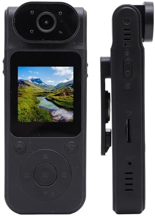 Goshyda Body Cam 4K, Action Camera con Clip Posteriore Schermo a Colori Registratore DV Obiettivo Ruotabile a 180 Gradi Videocamera Indossabile 1400mAh per Registrazioni Quotidiane,