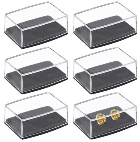 CHGCRAFT 6 Pcs Plastic Cufflinks Box Clear Storage Gift Box Jewelry Display Box Transparent Case for Engagement Birthday Anniversary, 1.85×2.48×0.96 inch
