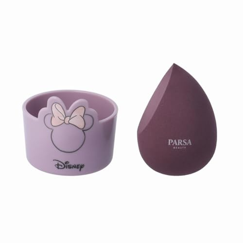 Disney Minnie Mouse inspiriertes Make-up Blender Set von PARSA Beauty - Kosmetikschwamm mit Halter, Make-up-Ei mit flacher Seite für Foundation & Highlight, hygienisch trocknend, weich & präzise