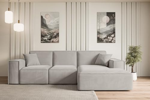 ALTDECOR Ecksofa in L-Form Corner Sofa Bett Eckcouch Couch Wohnlandschaft Cauchsofa Serra-L - 266x169x80 cm Hellbraun