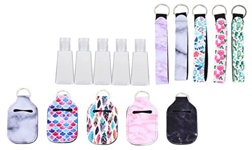 Healeved Portable Refillable Travel Bottle Set 15pcs with Keychain Small Empty Bottles with Cover and Wrist Strap for Travel Toiletries and Hand Washing Random Style