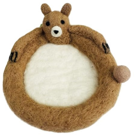 Sottobicchiere in feltro di lana fatto a mano con coda di gatto, isolamento termico for animali - Sottobicchiere for bevande in stile minimalista(Brown)