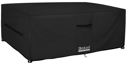 Dokon Gartenmöbel Abdeckung Wasserdicht Winddicht UV Beständiges Gartentisch Abdeckplane mit Belüftungsöffnungen Robustes Oxford-Gewebe Schutzhülle für Loungemöbel Sitzgruppe (210x110x74cm) Schwarz
