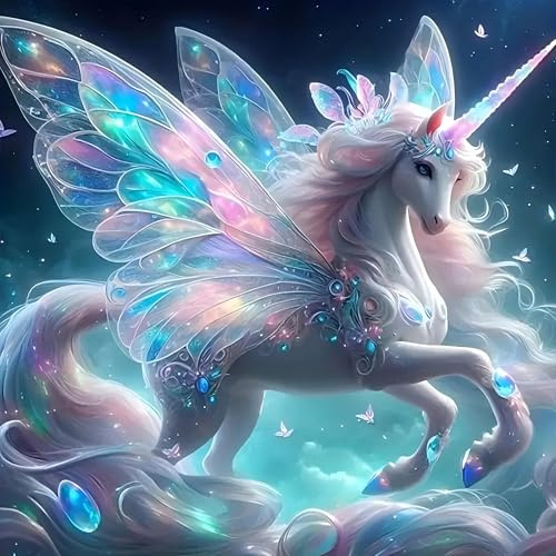Kit per Diamond Painting Unicorno 5D, DIY Pittura Diamante per Adulti e Bambini, Set Completo con Accessori, Progetto Artistico e Decorativo per Casa, Regalo per Appassionati di Artigianato（30x30 cm）