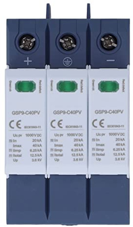 Haofy Dispositif de Protection Contre Les Surtensions SPD 40KA 3P Installation sur Rail DIN DC 1000 V, Double Disjoncteur Thermique pour Une Protection Fiable, adapté aux Systèmes d'alimentation CC