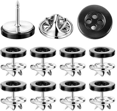 10 Set No Sewing Shirt Buttons,Detachable Decorative Button,4-Hole Cover up Buttons,Mini No Sew Black Button,Shirt Brooch Buttone,Reusable Replacement Buttone for Shirts Hats Pants Tighten Clothes